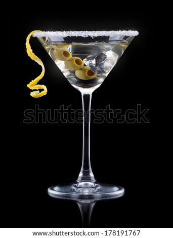 Cocktail martini on a black party background