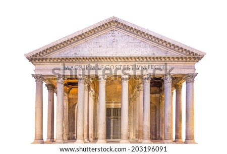 View of Pantheon, Rotonda square. Rome, Italy, isolated