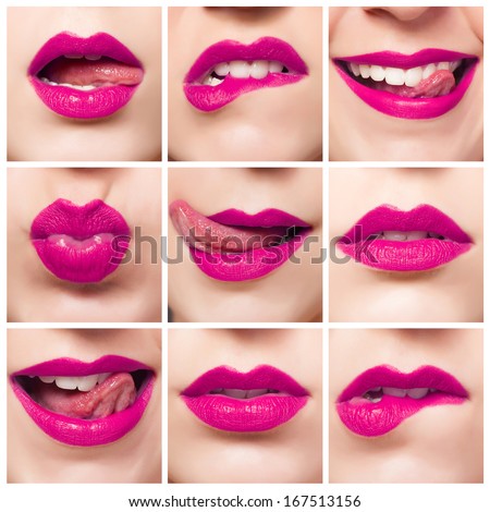 collage, pink lips