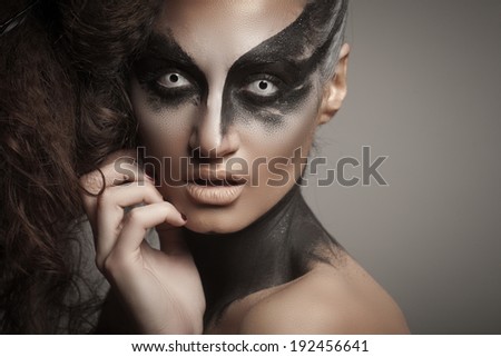 fashion crow girl with  white eyes