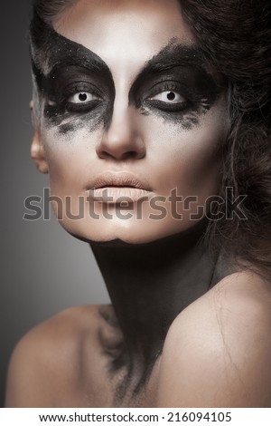 fashion crow girl with white eyes