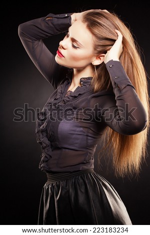 portrait of an young girl with beautiful hair and makeup