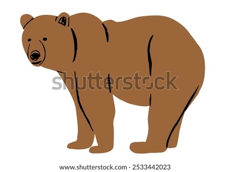 Cartoon Brown Bear. Cute hunting bear. Vector animal character, predator bear mascot or wildlife forest mammal. Vector animal icon and illustration for baby products.