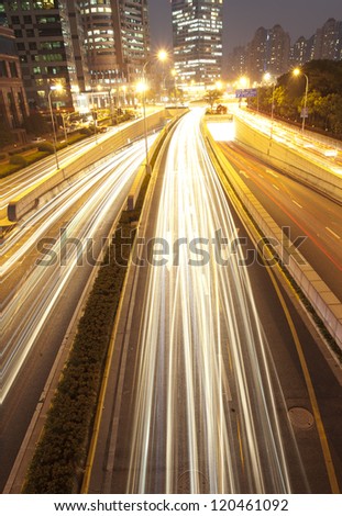 Fast moving cars at night ,shanghai china