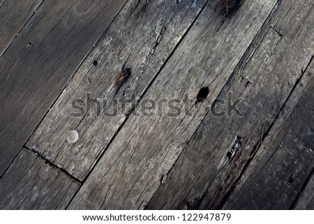 Old Wood Background with nail in black