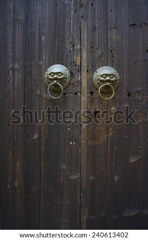 Old Chinese wooden door painted black