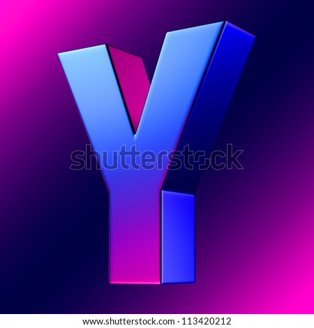 Letter Y From Blue-Magenta Solid Alphabet. There Is A Clipping Path ...