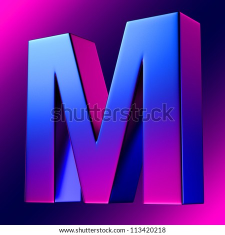 Letter M From Blue-Magenta Solid Alphabet. There Is A Clipping Path ...