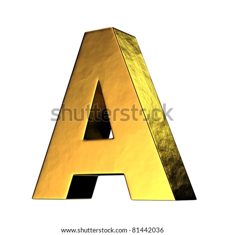 Letter A From Gold Solid Alphabet. There Is A Clipping Path Stock Photo ...