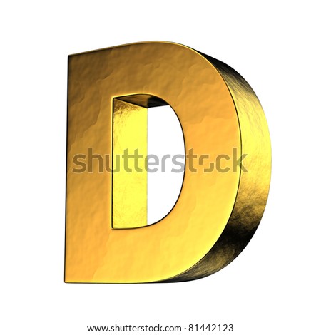 Letter D From Gold Solid Alphabet. There Is A Clipping Path Stock Photo ...