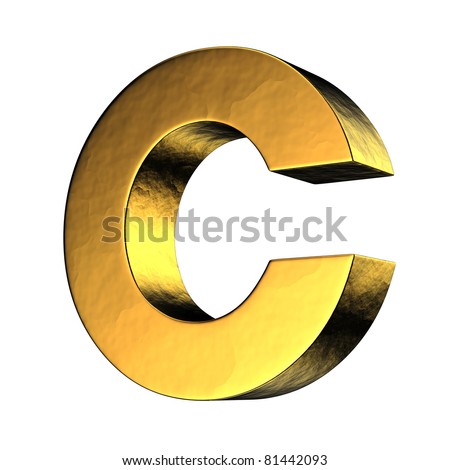 Letter C from gold solid alphabet. There is a clipping path Stok fotoğraf © 