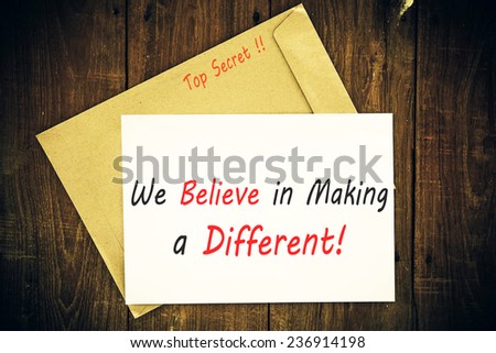 We Believe in Making a Difference