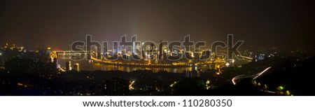 Panorama of Chongqing,Chinese in the night light