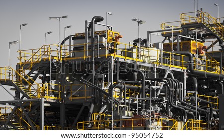 Processing Plant at Galaxy Lithium Mine in Ravensthorpe, Western Australia. Mechanical processing used to refine lithium spodumene concentrate.