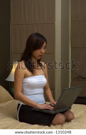 Asian Chinese Business Woman working from home