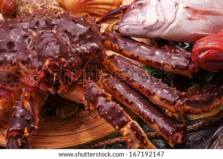 King crab and fish