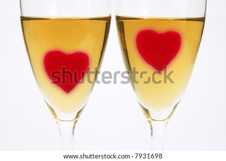 Wine Glasses with Love Hearts
