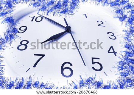 Wall Clock and Tinsel in Blue Tone
