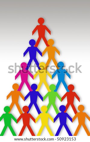 Colorful Paper Dolls on Grey Background