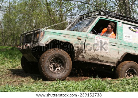 participants in offroad truck championship, Aluksne, Latvia, May 10, 2008