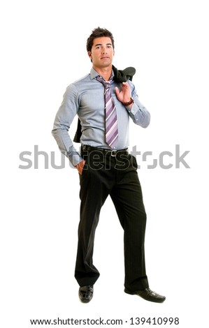 Young businessman isolated in white