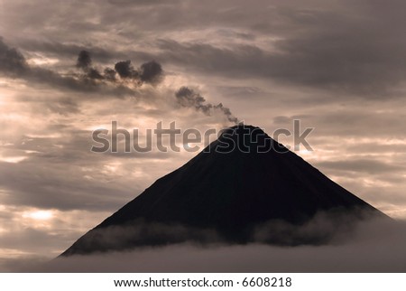 Arenal volcano with smoke in the afternoon, Costa Rica