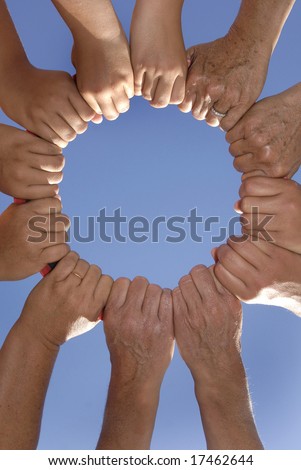 Several hands holding together