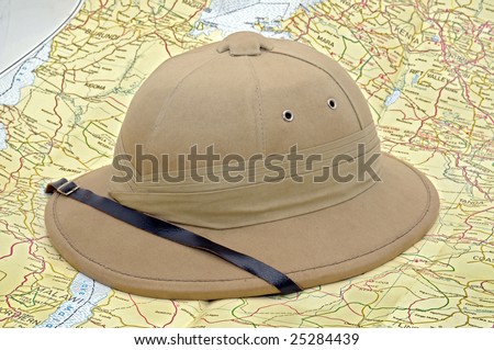 Explorer\'s hat over map