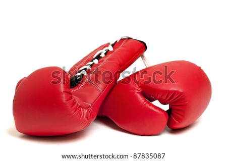 Boxing gloves against a white background
