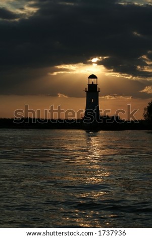 The lighthouse is working once again due to the sunset