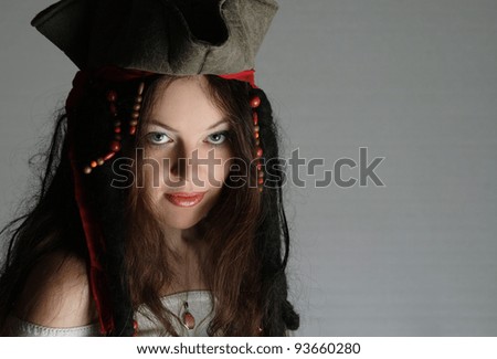 stylish portrait of a girl in pirate hats