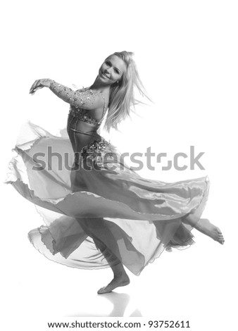 beautiful blonde in the active Arab Dance