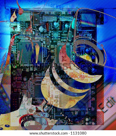 digital video editing abstract montage firewire circuit board
