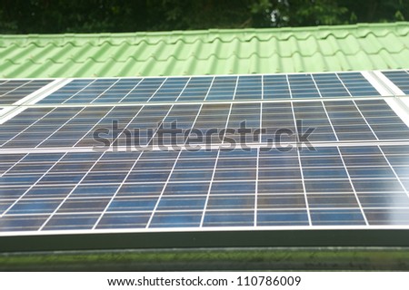 Solar cell on home roof in Thailand.