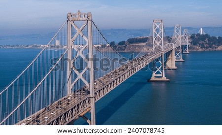 Similar – Image, Stock Photo Truck on suspension bridge over river