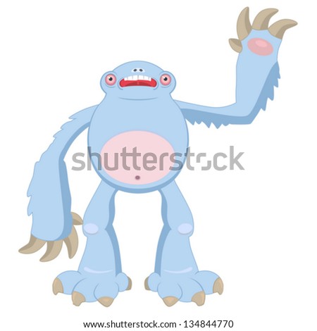 Funny Cartoon Snow Monster Stock Vector Illustration 134844770 ...