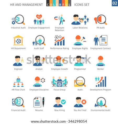 Human Resources And Management Flat Icons Set 02