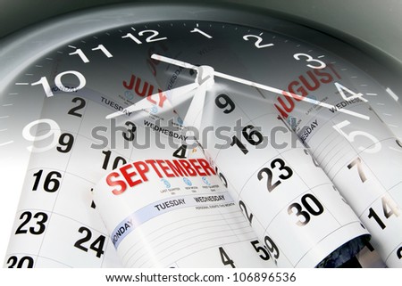 Composite of Calendar Pages and Clock