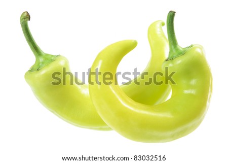 Yellow Banana Peppers on White Background