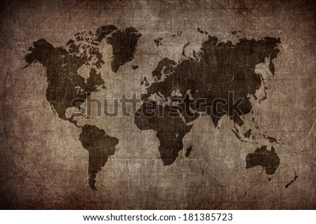 world map with Latitude and Longitude lines in vintage style