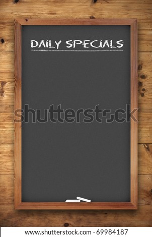 Chalkboard Menu With Daily Specials Title On Wooden Background Stock ...