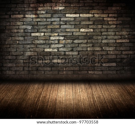 dark grunge brick wall room
