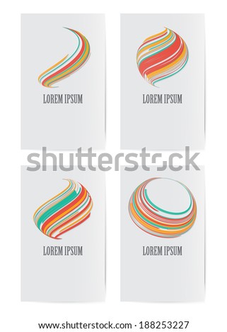 Set of vector design elements for business card template. 