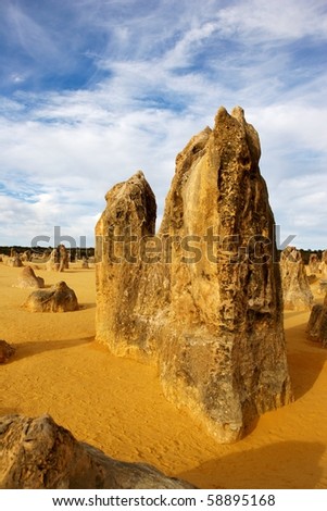 The Pinnacles Desert in the heart of the Nambung National Park, Western Australia.