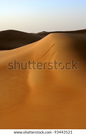 Abstract patterns in sand dunes near Dubai in the United Arab Emirates.