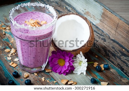 Similar – Image, Stock Photo Strawberry Smoothie in Coconut Bowl