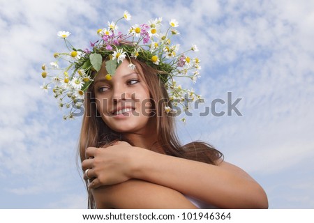 young woman with flower diadem