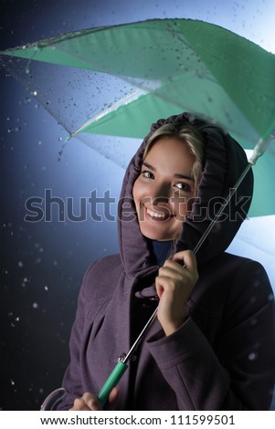 happy girl in the rain