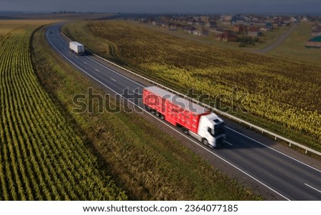 Similar – Foto Bild Käfigwagen für den Viehtransport mit einem Schweineschwanz, der aus dem Belüftungsfenster ragt.