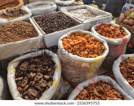 Similar – Image, Stock Photo street market of assortment of fresh fruits and vegetables